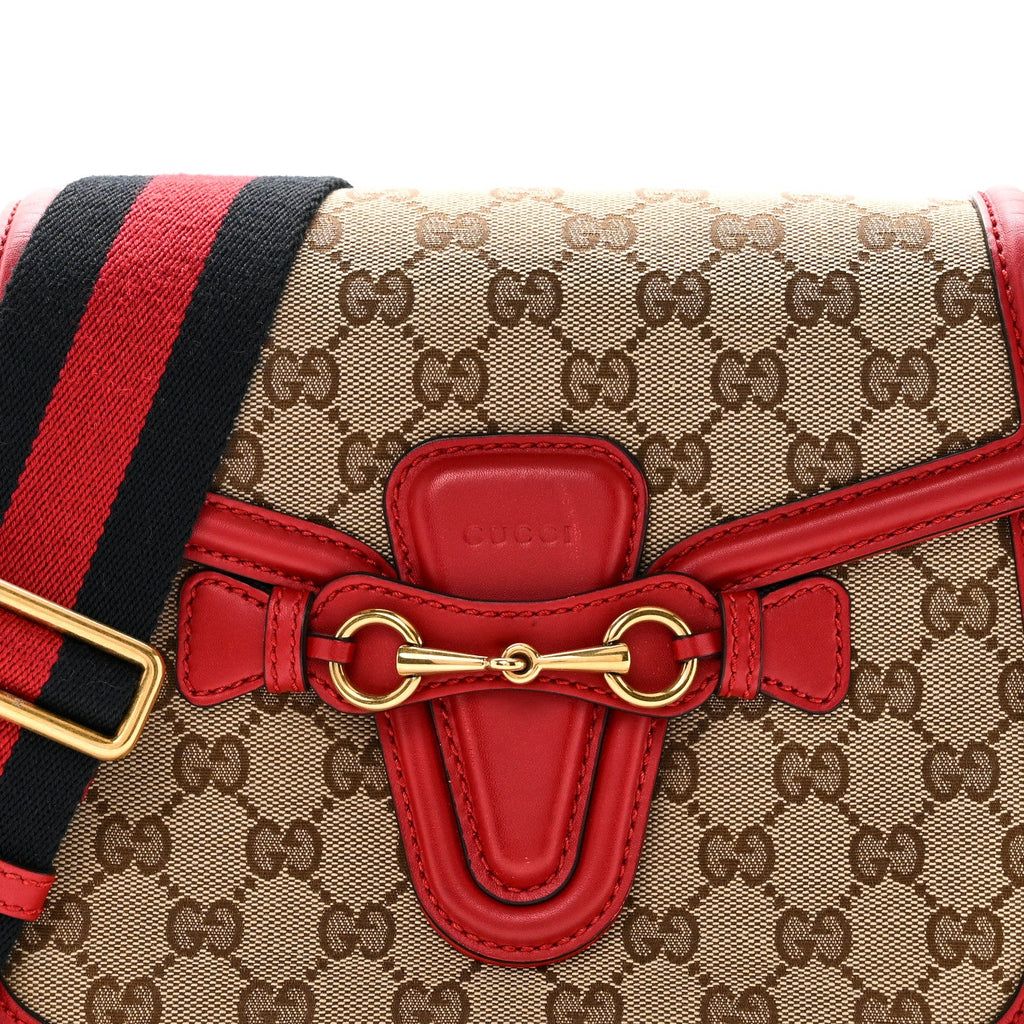 Gucci Monogram Ruinart Calfskin Medium Lady Web Shoulder Bag Beige Ebony Hibiscus Red