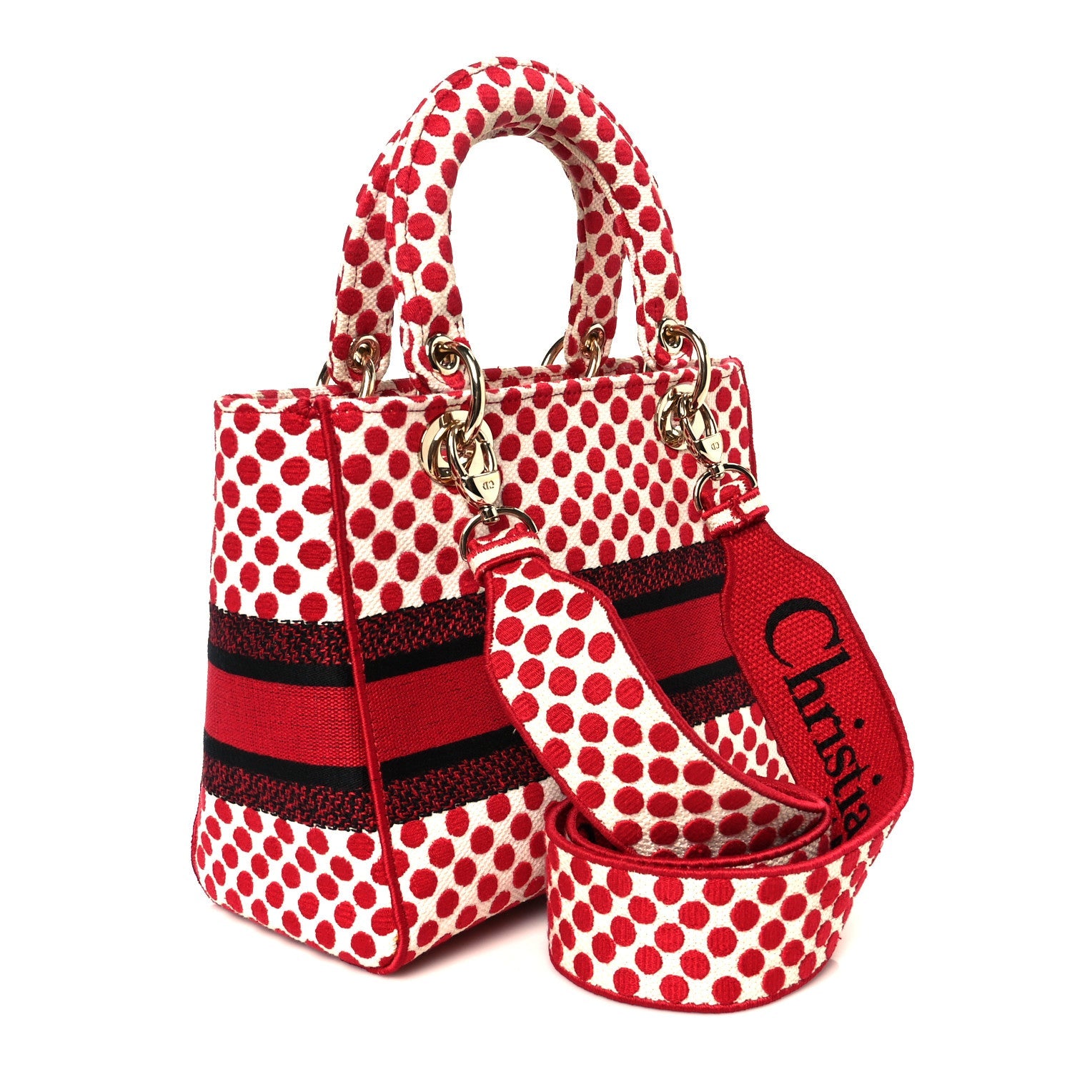 Christian Dior Canvas Medium DiorAmour Dots Lady D-Lite Red