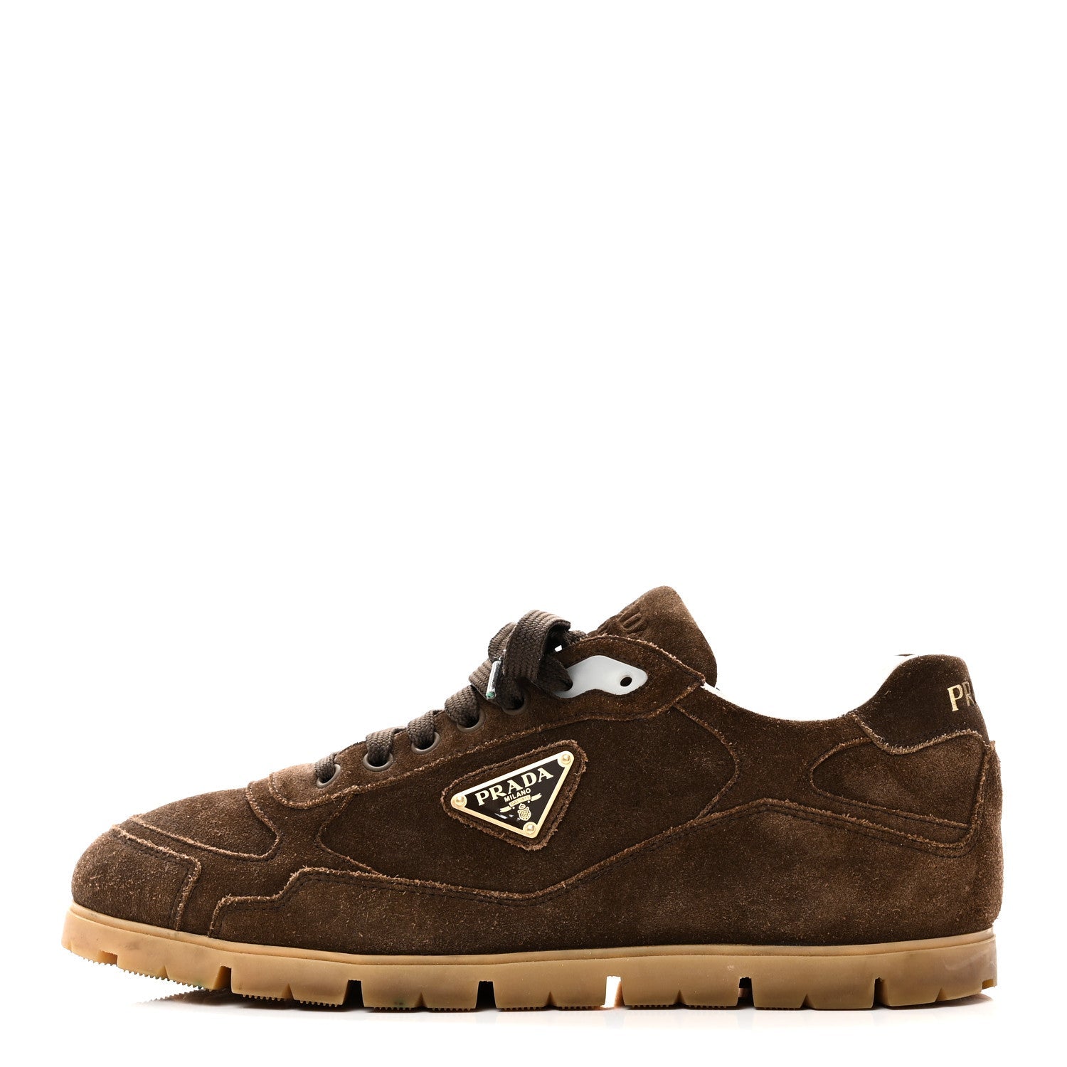 Prada Scamosciato Suede Triangle Mens Trail Sneakers 7 Moro