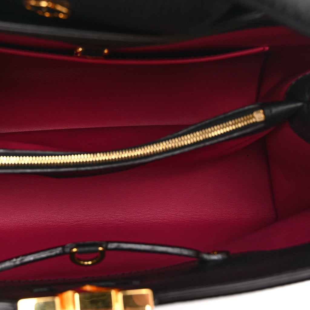 Louis Vuitton Taurillon Capucines MM Black Fuchsia