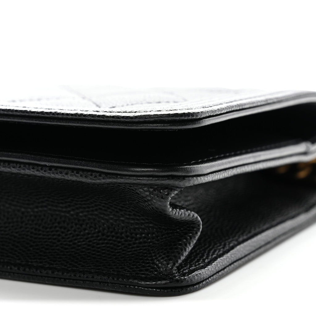 Chanel Caviar Quilted Boy Wallet On Chain WOC Black