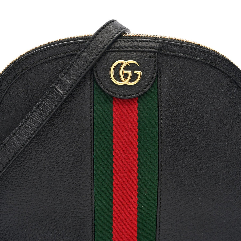 Gucci Calfskin GG Web Small Ophidia Dome Shoulder Bag Black