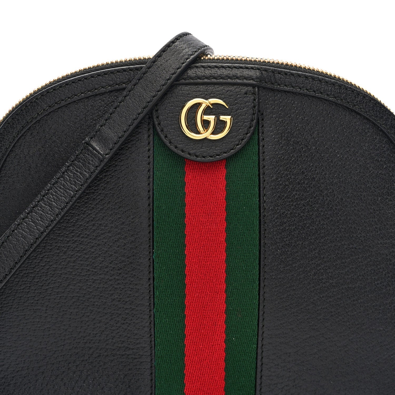 Gucci Calfskin GG Web Small Ophidia Dome Shoulder Bag Black