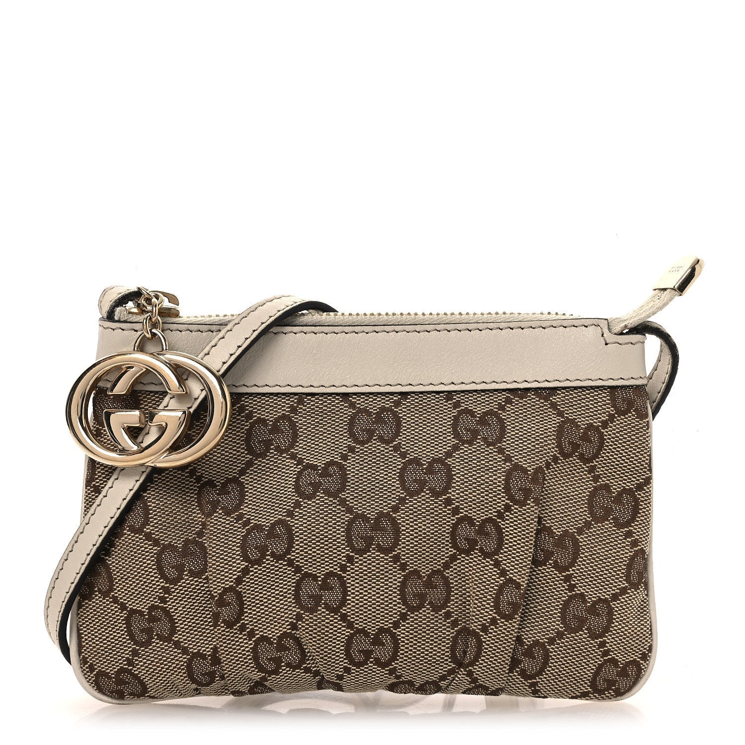 Gucci Monogram GG Heart Charm Crossbody Pochette White