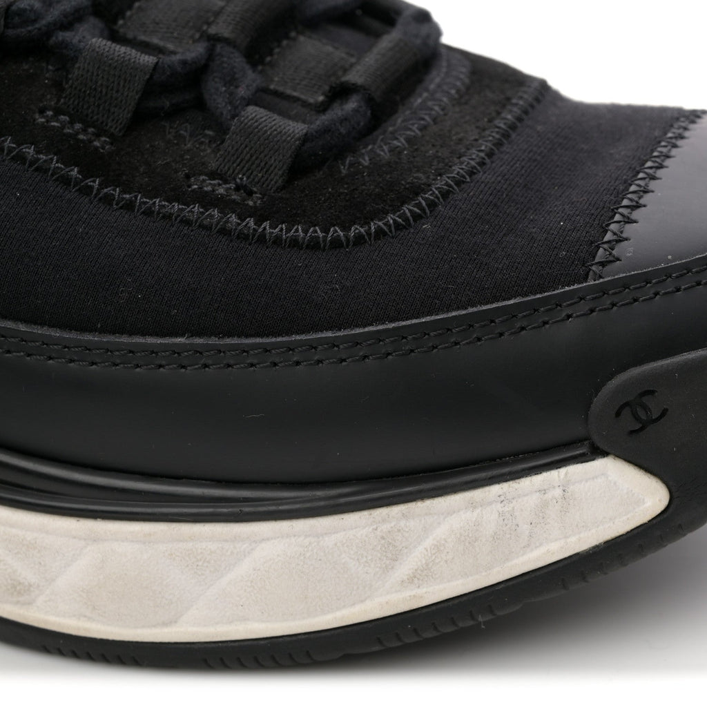 Chanel Velvet Calfskin Mixed Fibers CC Sneakers 40 Black