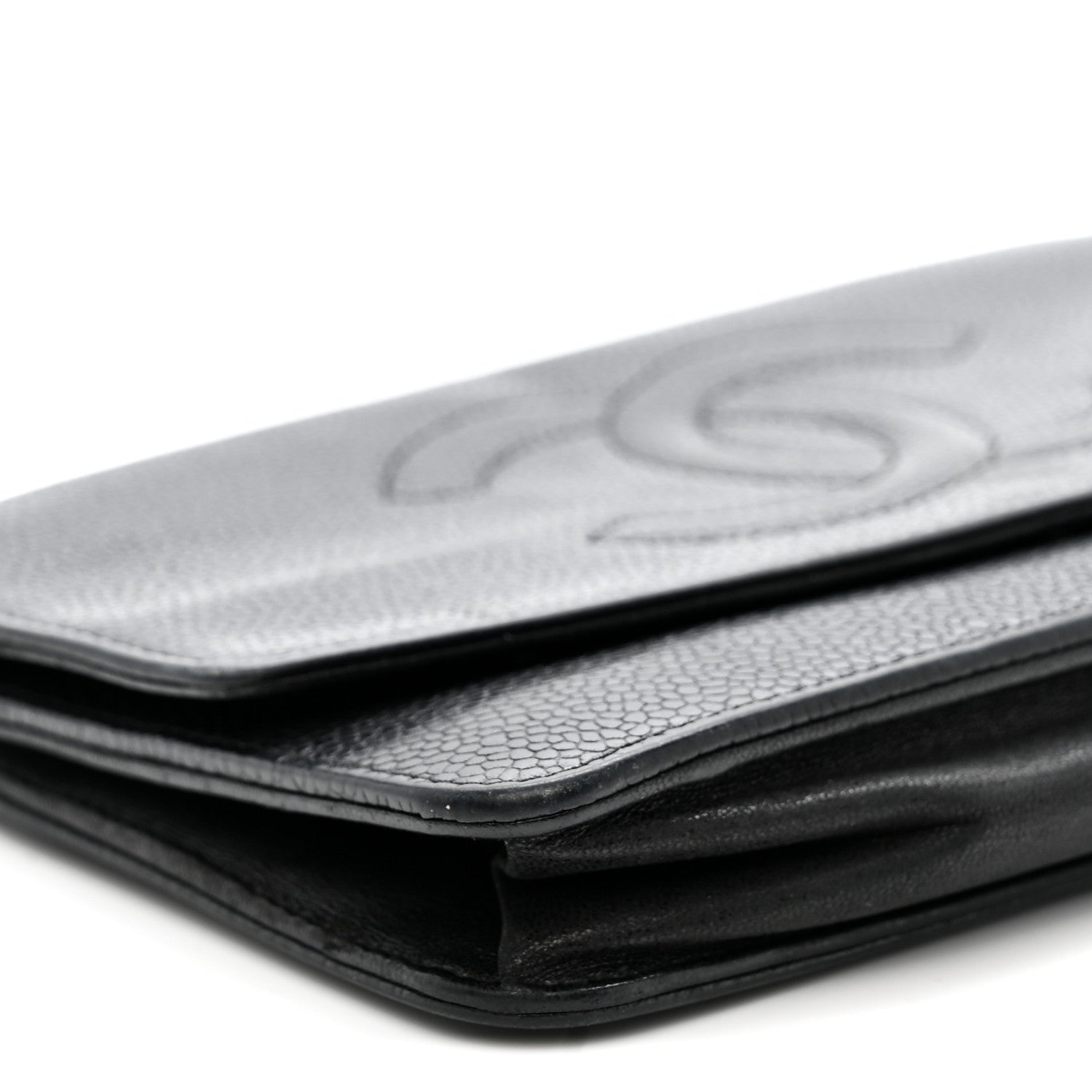 Chanel Caviar Timeless CC Wallet On Chain WOC Black