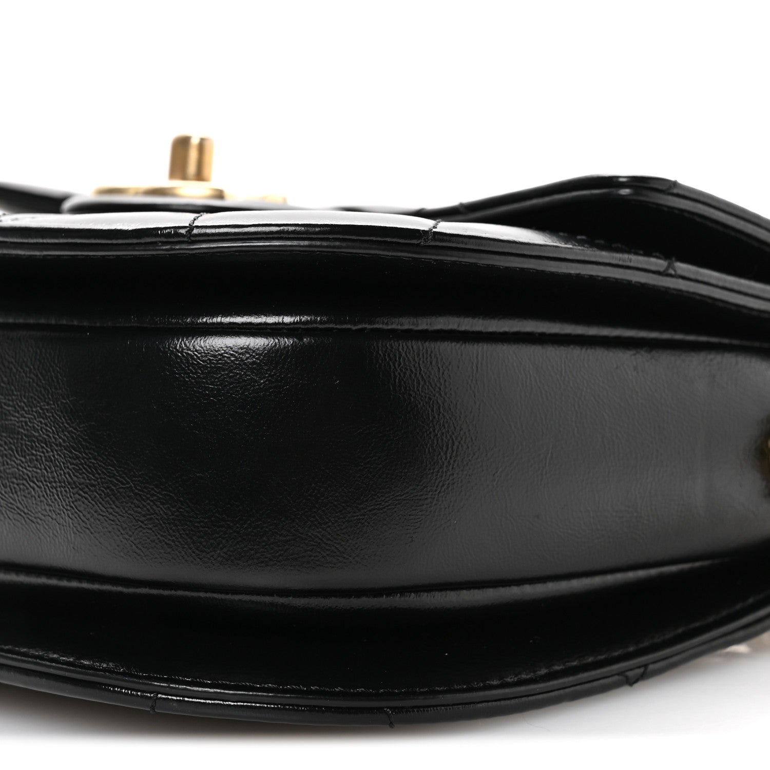 Chanel Shiny Calfskin Quilted Buckle Moon Messenger Black