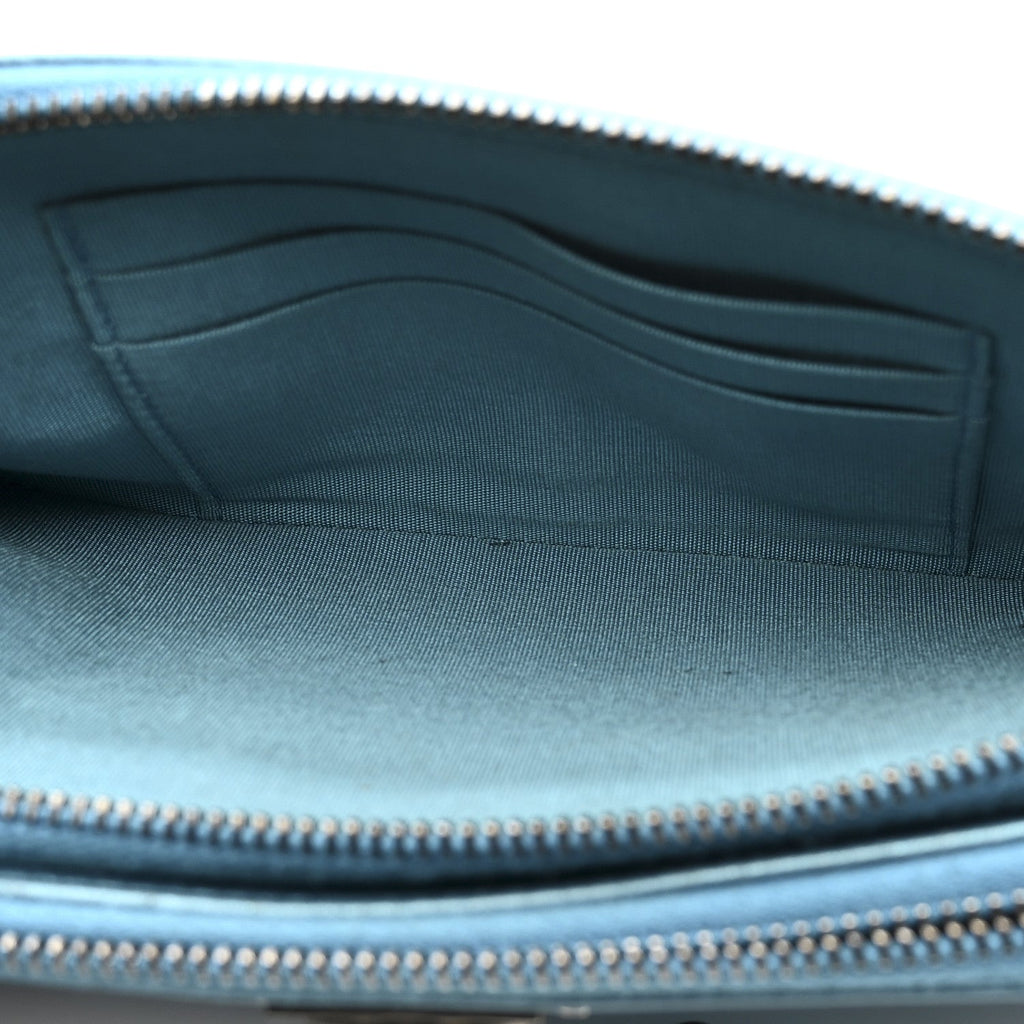 Chanel Metallic Caviar Quilted Small Boy Clutch With Chain Turquoise