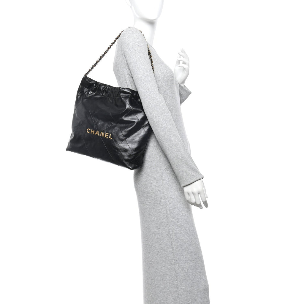 Chanel Shiny Calfskin Quilted Small Chanel 22 Black