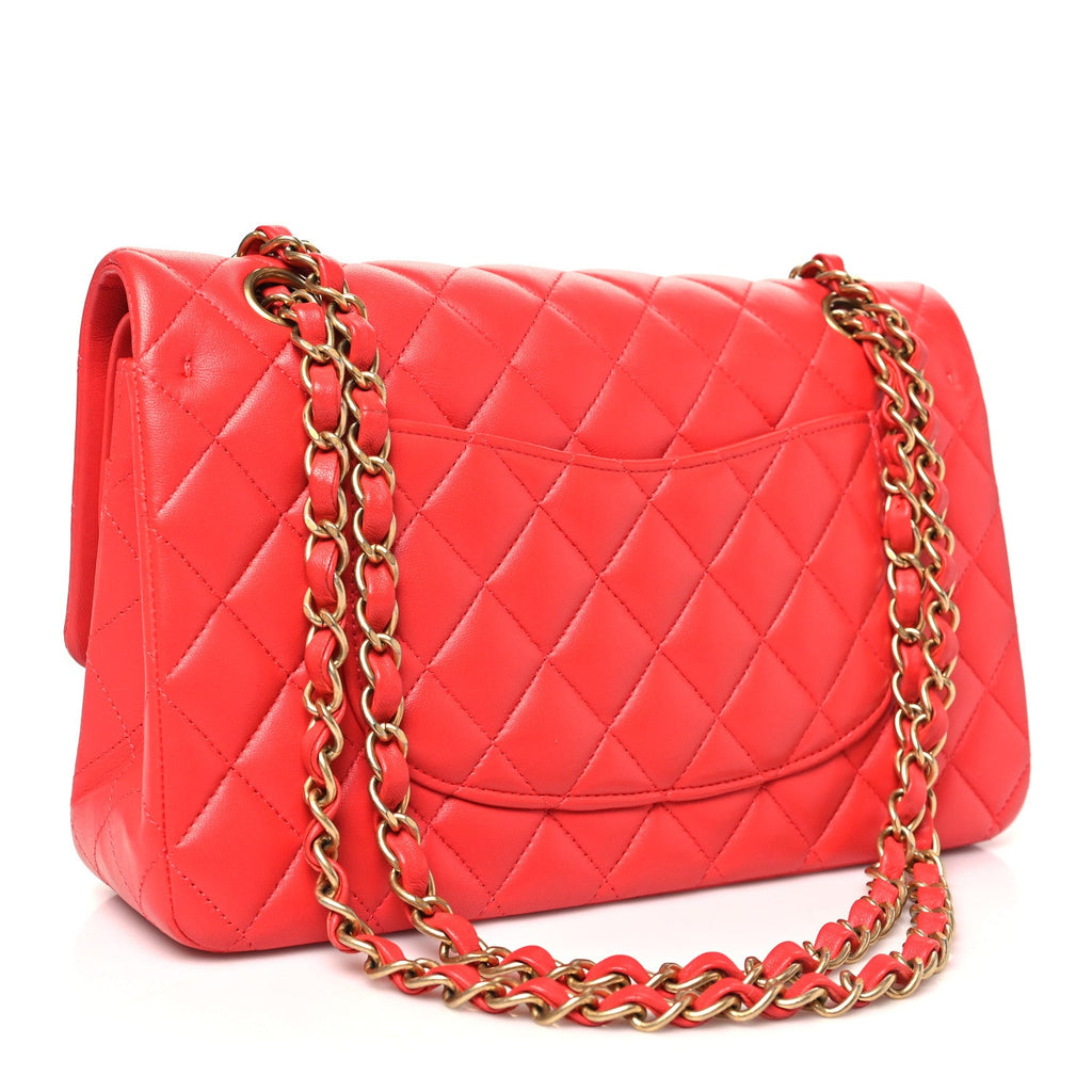 Chanel Lambskin Quilted Medium Double Flap Dark Pink