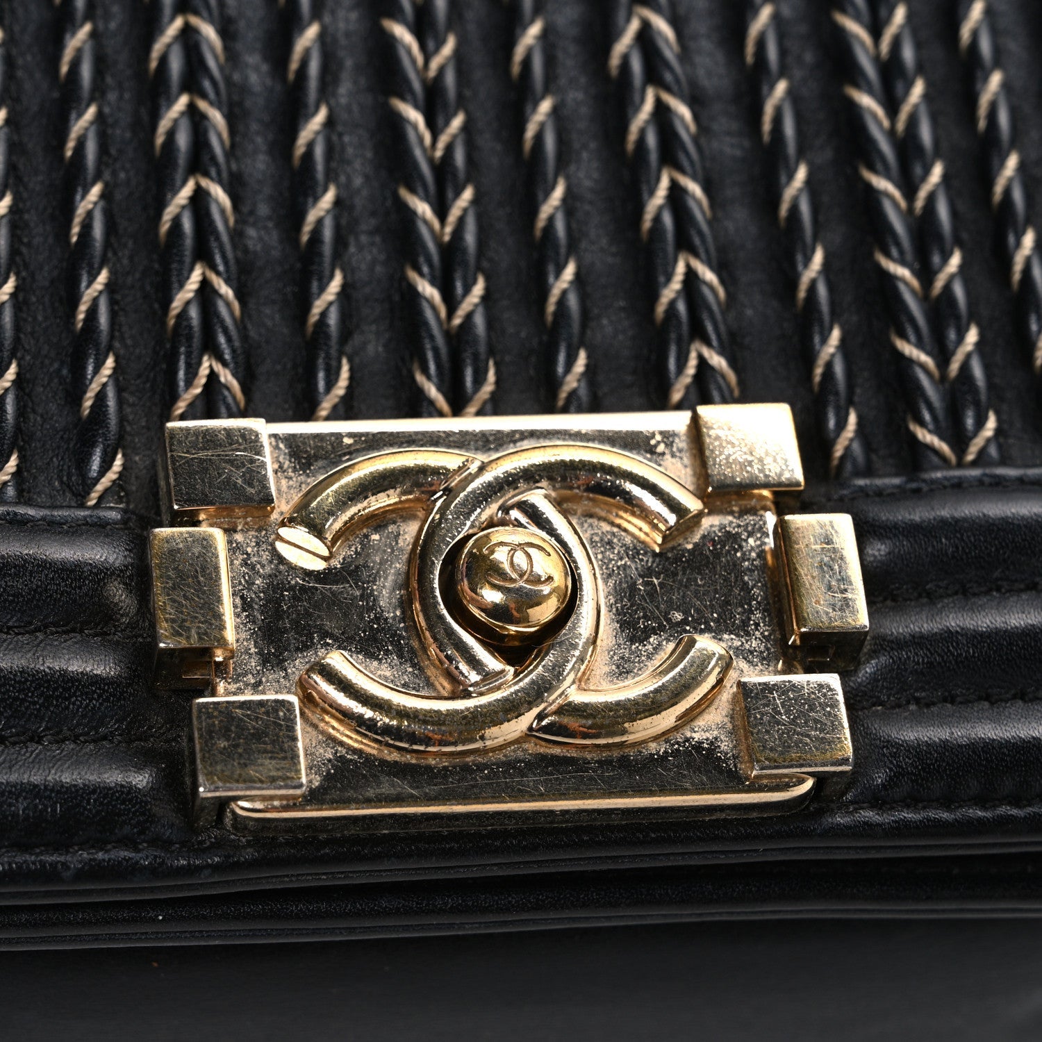 Chanel Calfskin Braided Small Boy Flap Black