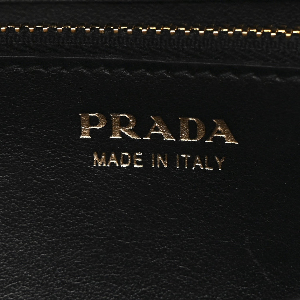 Prada Vitello Move Metal Oro Chain Wallet Black