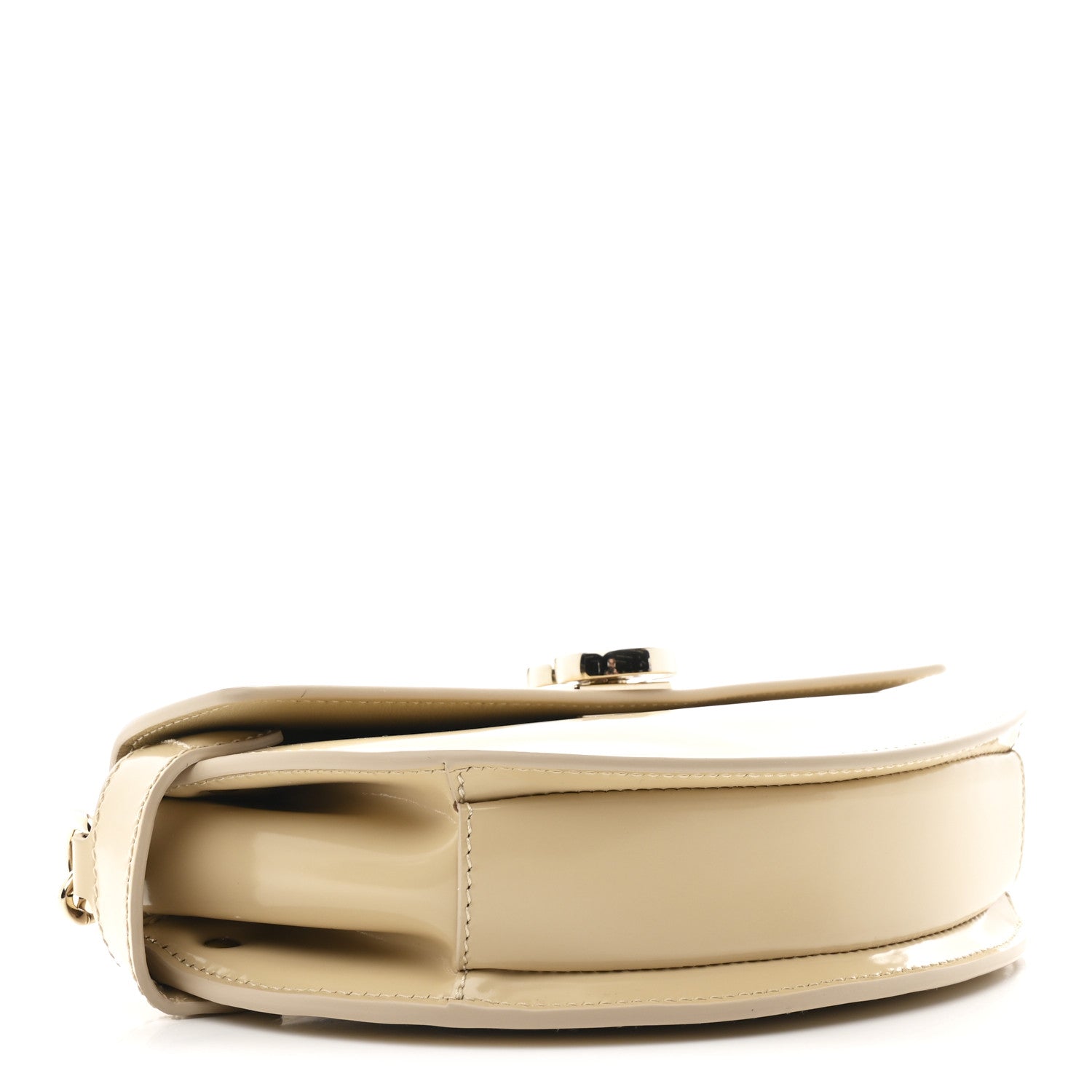 Gucci Patent Calfskin GG Half Moon Top Handle Bag Beige