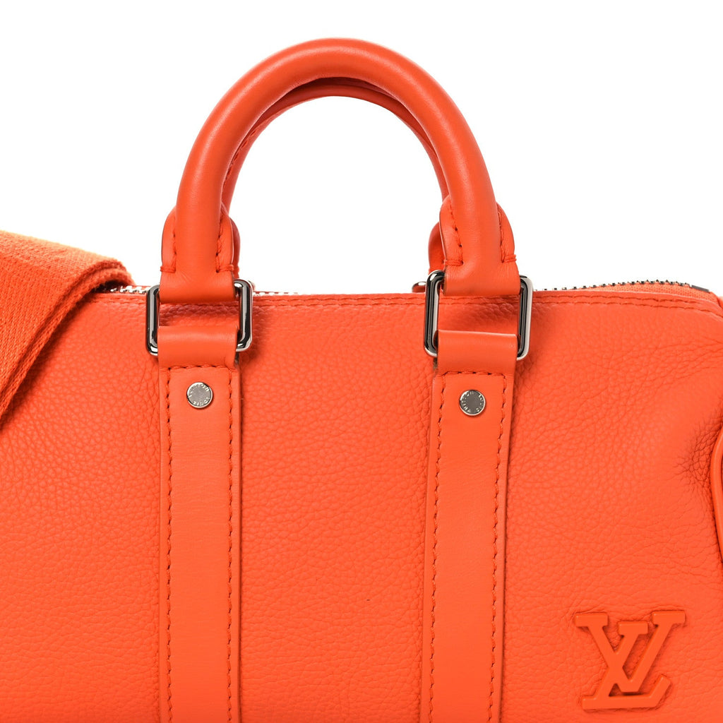 Louis Vuitton Grained Calfskin Aerogram Keepall XS Orange