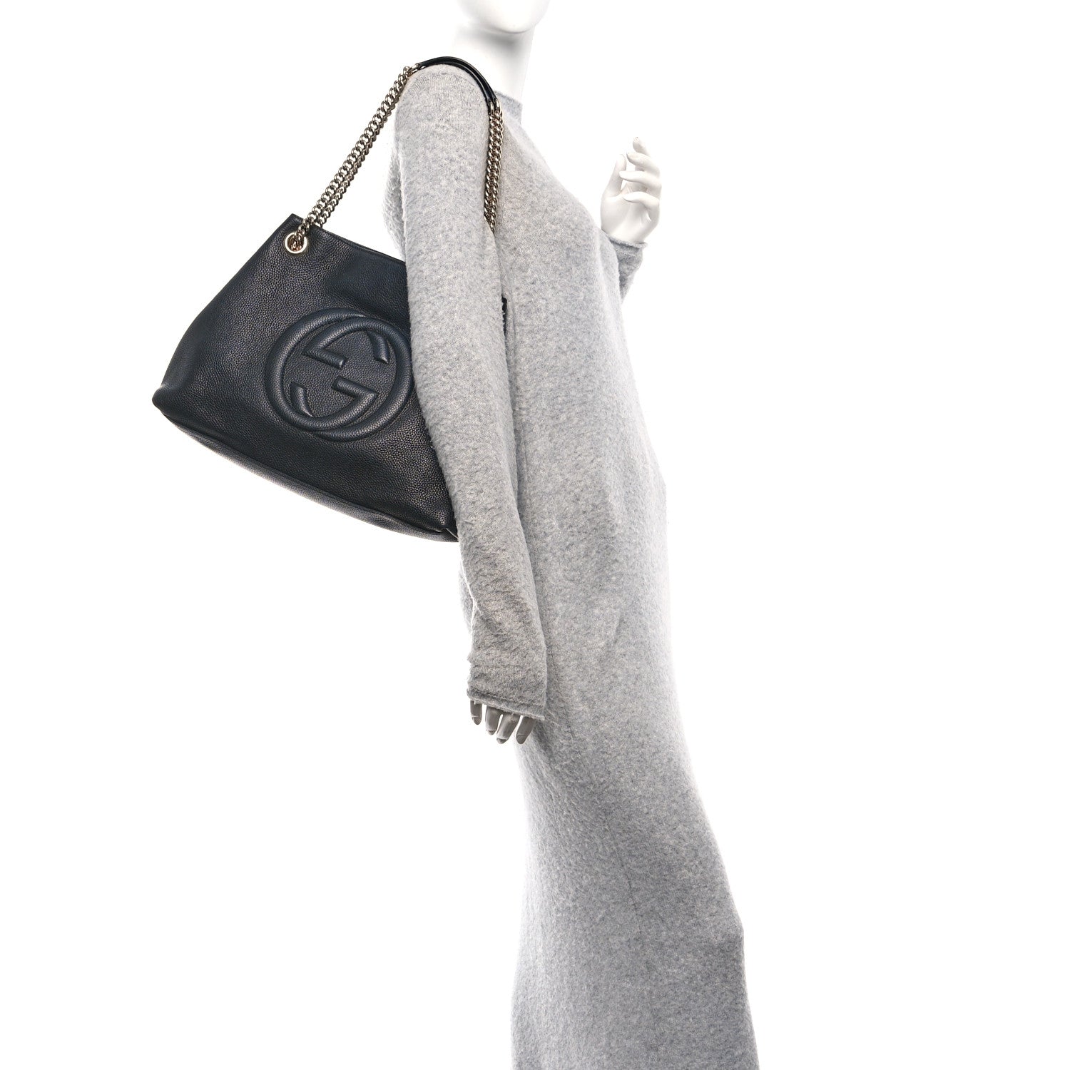 Gucci Pebbled Calfskin Medium Soho Chain Shoulder Bag Black