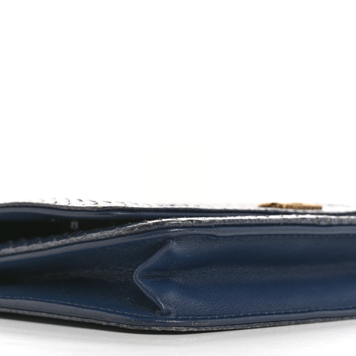 Chanel Snakeskin Wallet On Chain WOC Blue