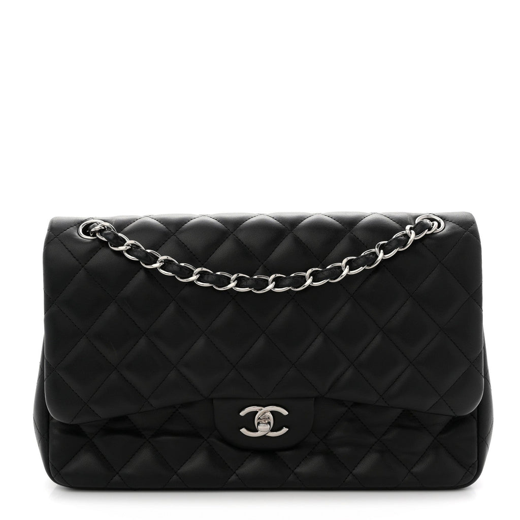Chanel Lambskin Quilted Jumbo Double Flap Black