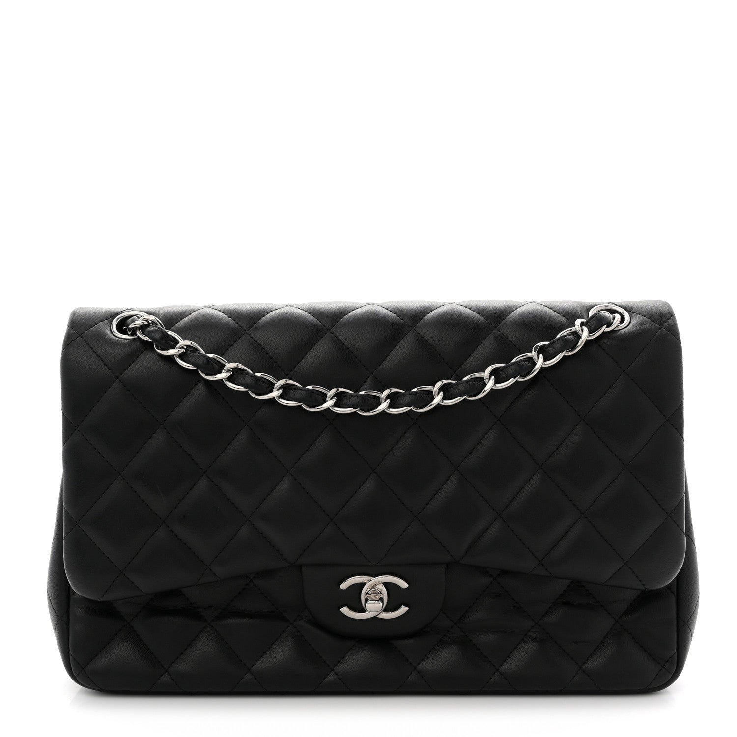 Chanel Lambskin Quilted Jumbo Double Flap Black
