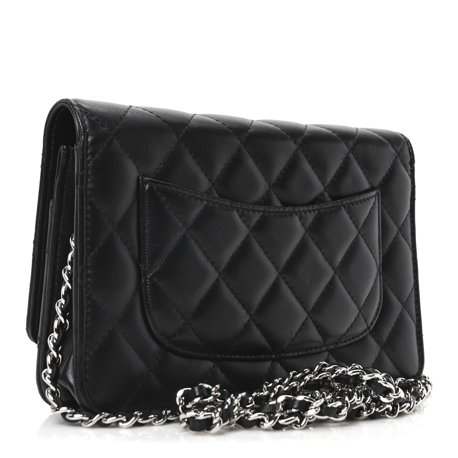 Chanel Lambskin Quilted Wallet On Chain WOC Black