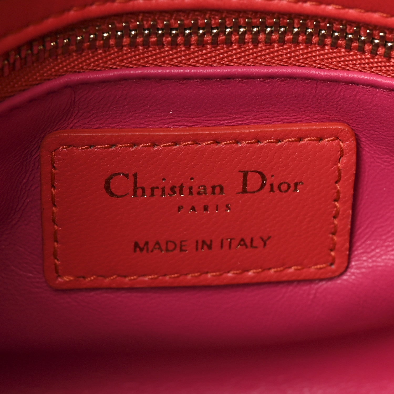 Christian Dior Lambskin Cannage Mini Bi-Color Lady Dior Red Fuchsia