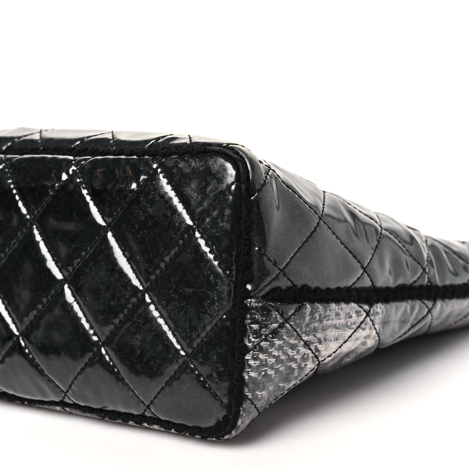 Chanel Vinyl Funny Tweed Patchwork Tote Grey