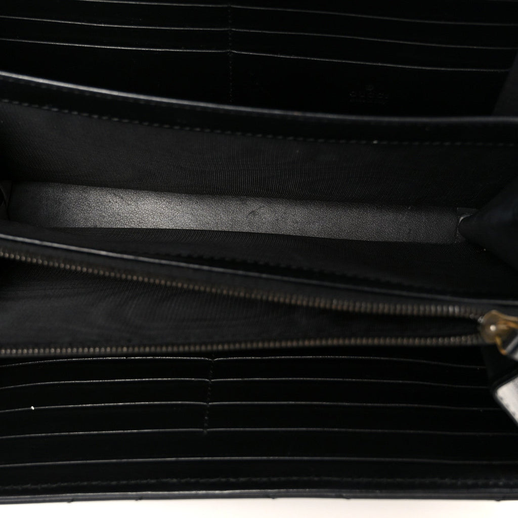 Gucci Calfskin Matelasse GG Marmont Chain Wallet Black