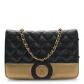 Chanel Lambskin Quilted Wallet On Chain WOC Black Gold