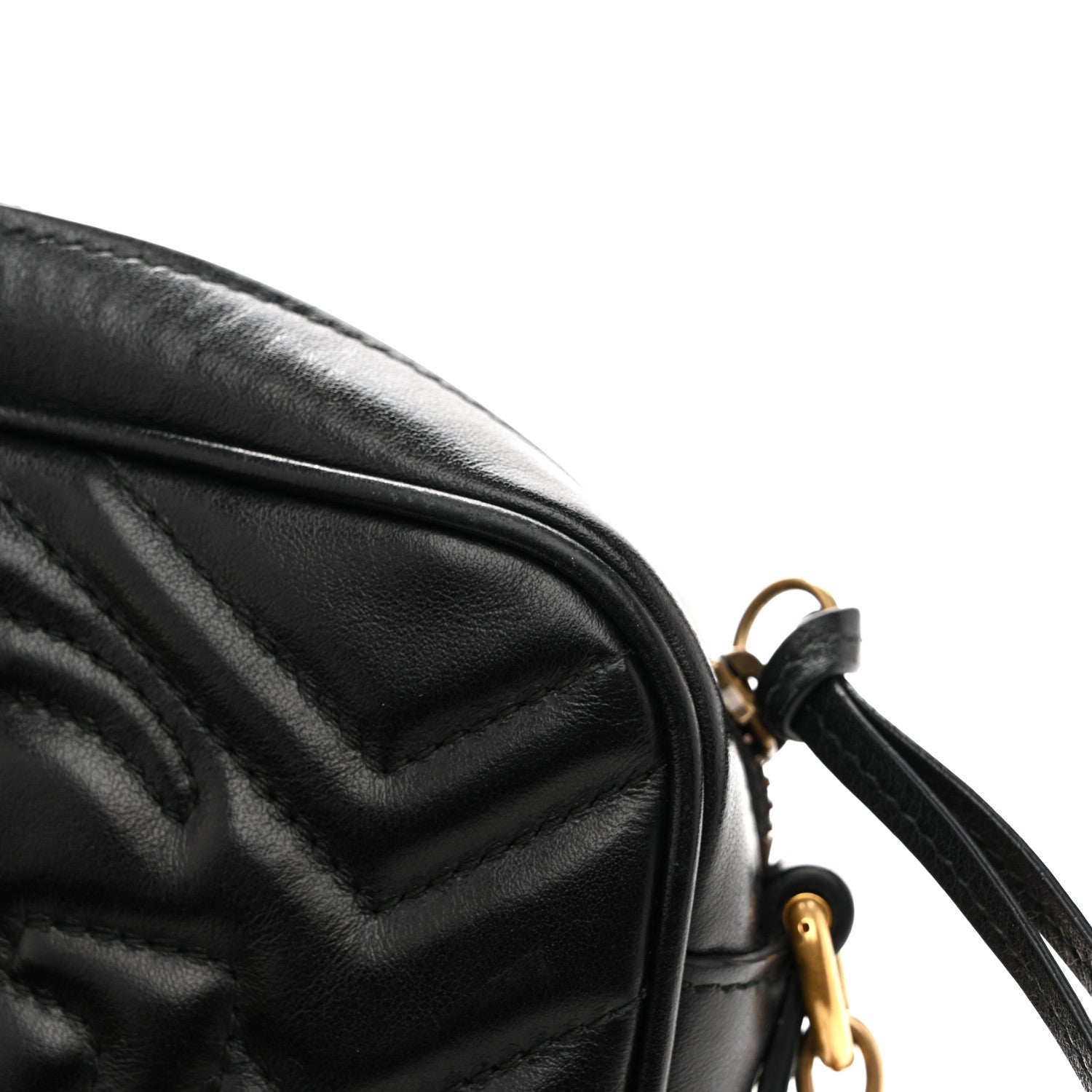 Gucci Calfskin Matelasse Mini GG Marmont Chain Shoulder Bag Black