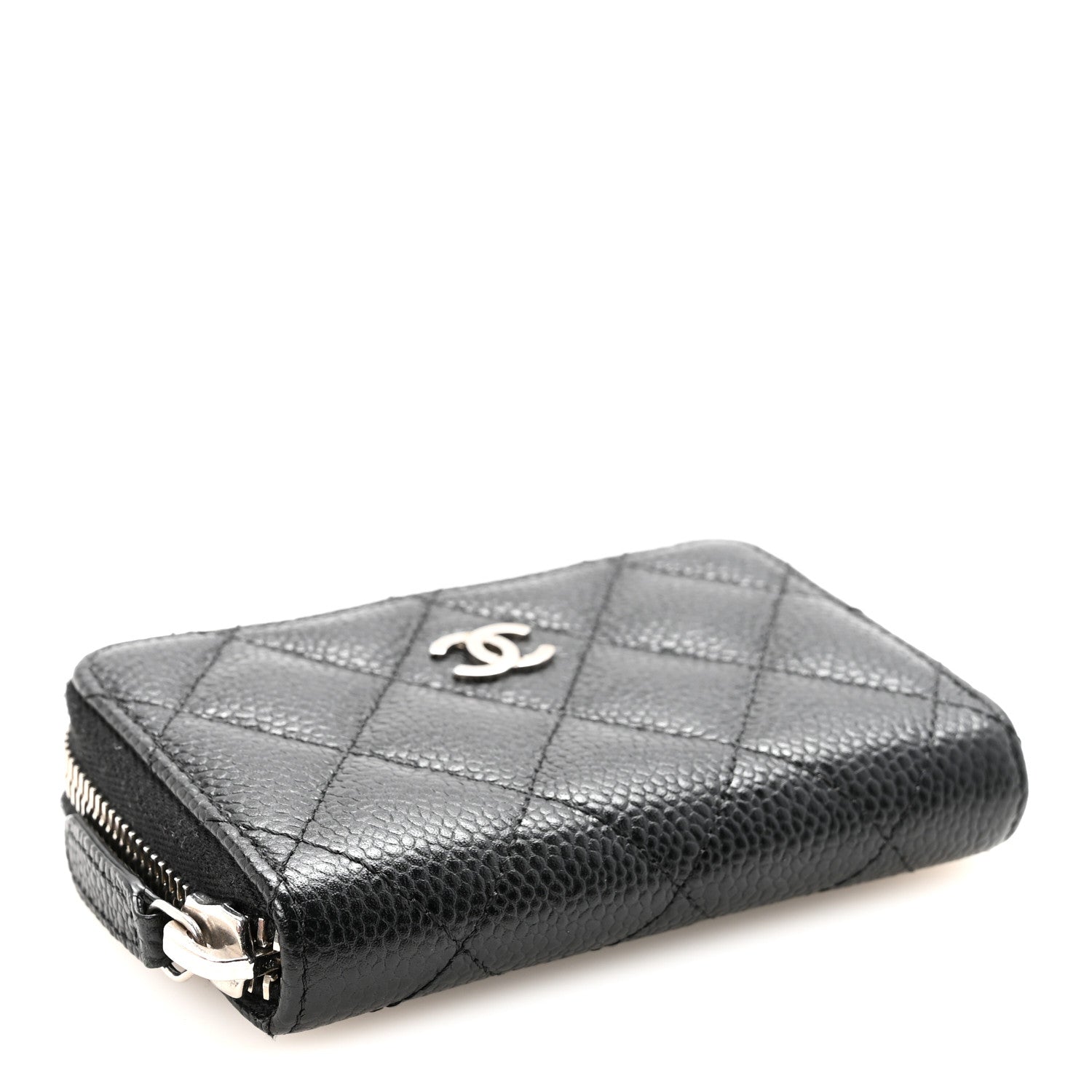 Caviar Quilted Zip Coin Purse Black