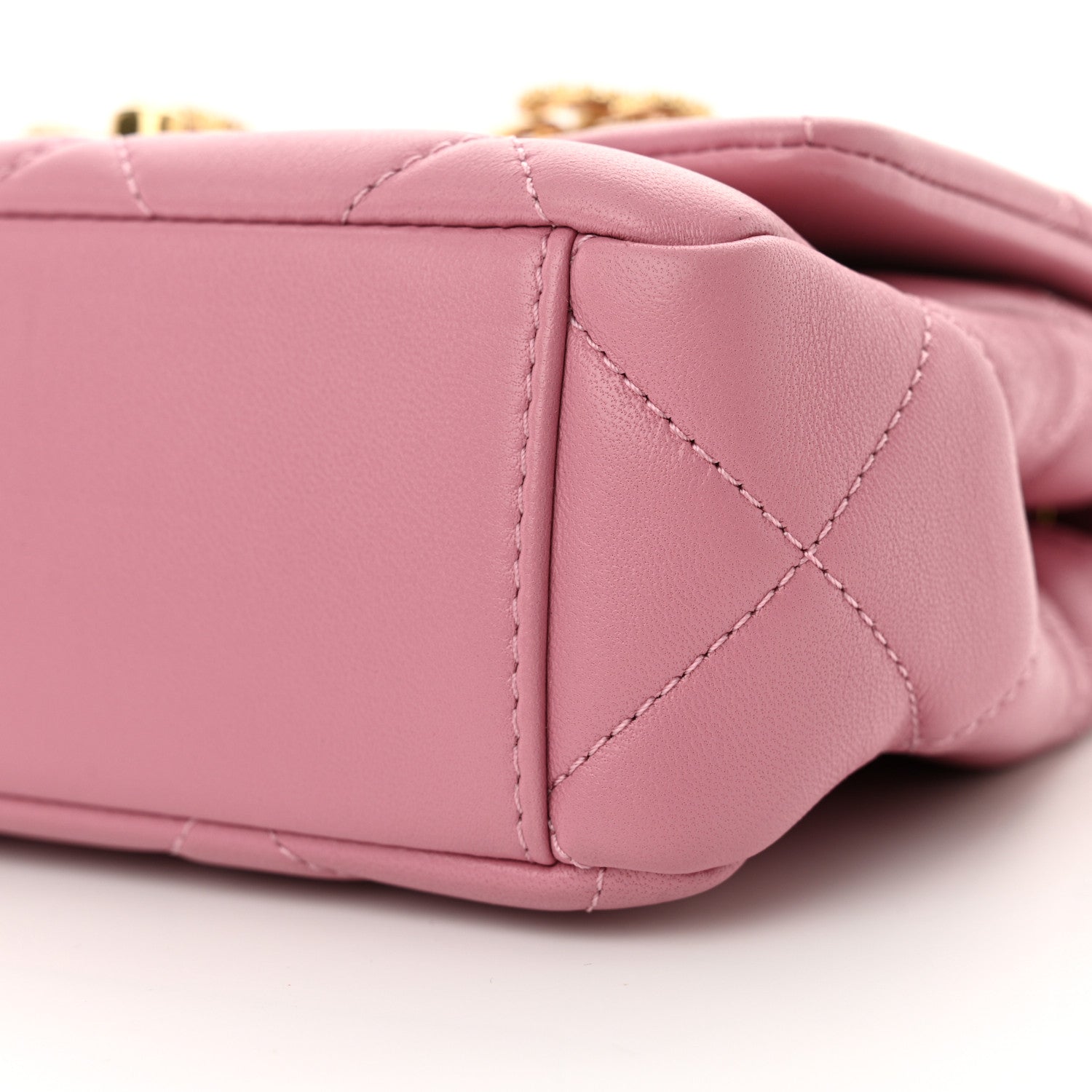 Chanel Lambskin Quilted Mini CC Crystal Logo Chain Flap Pink