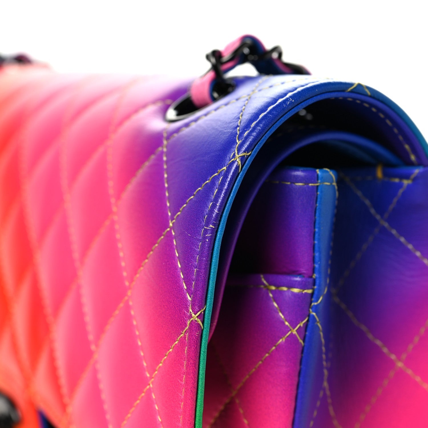 Chanel Calfskin Quilted Medium Rainbow Double Flap Multicolor