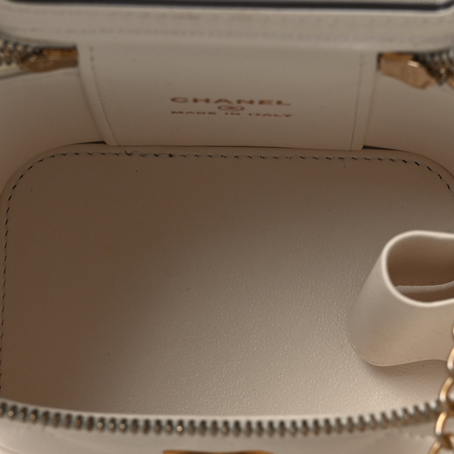 Chanel Lambskin Quilted Mini Vanity Case With Chain White