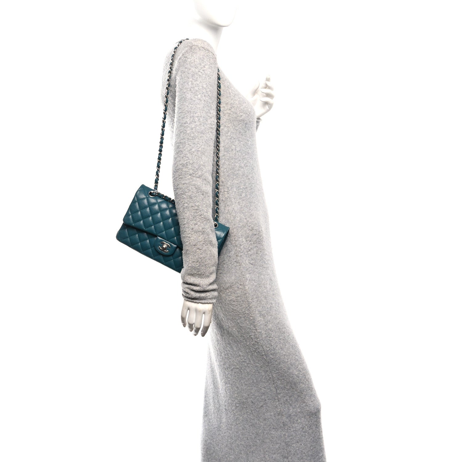Chanel Caviar Quilted Medium Double Flap Dark Turquoise