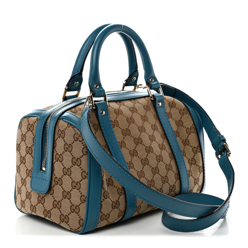 Gucci Monogram Small Boston Beige Deep Cobalt