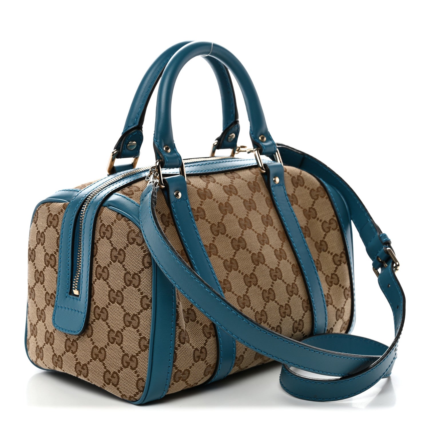 Gucci Monogram Small Boston Beige Deep Cobalt