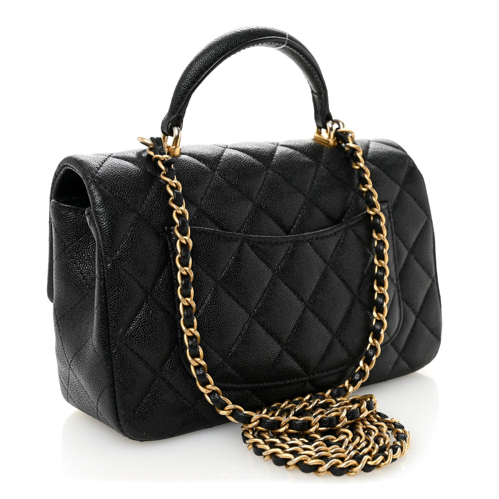Chanel Caviar Quilted Mini Top Handle Rectangular Flap Black