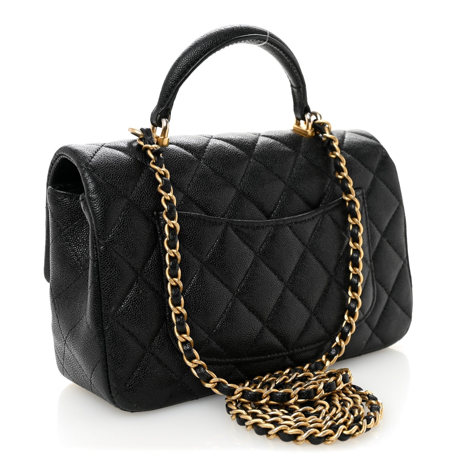 Chanel Caviar Quilted Mini Top Handle Rectangular Flap Black