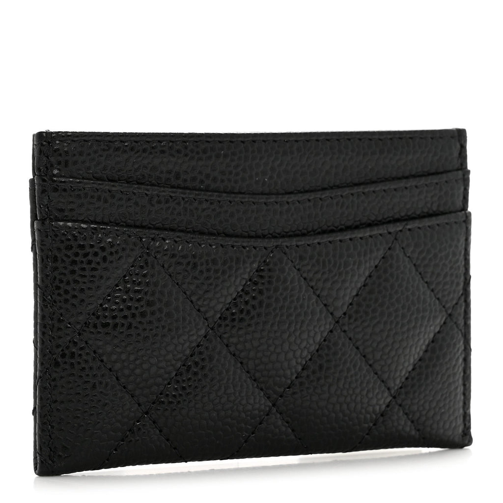 Caviar Quilted Card Holder Black