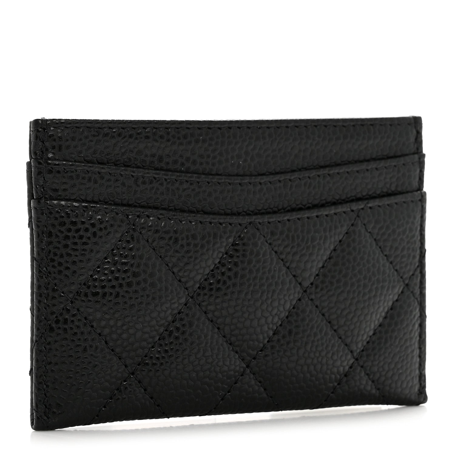 Caviar Quilted Card Holder Black
