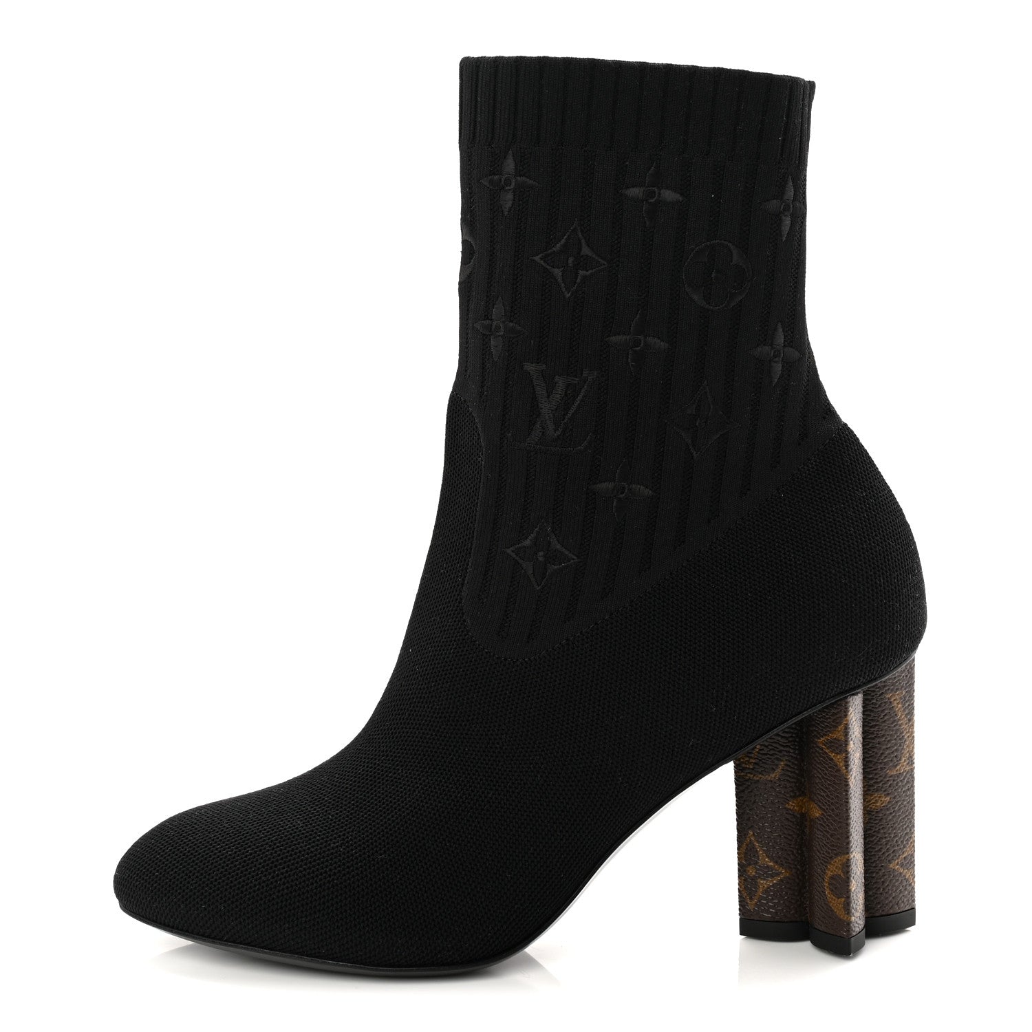 Louis Vuitton Monogram Stretch Fabric Silhouette Ankle Boots 39 Black
