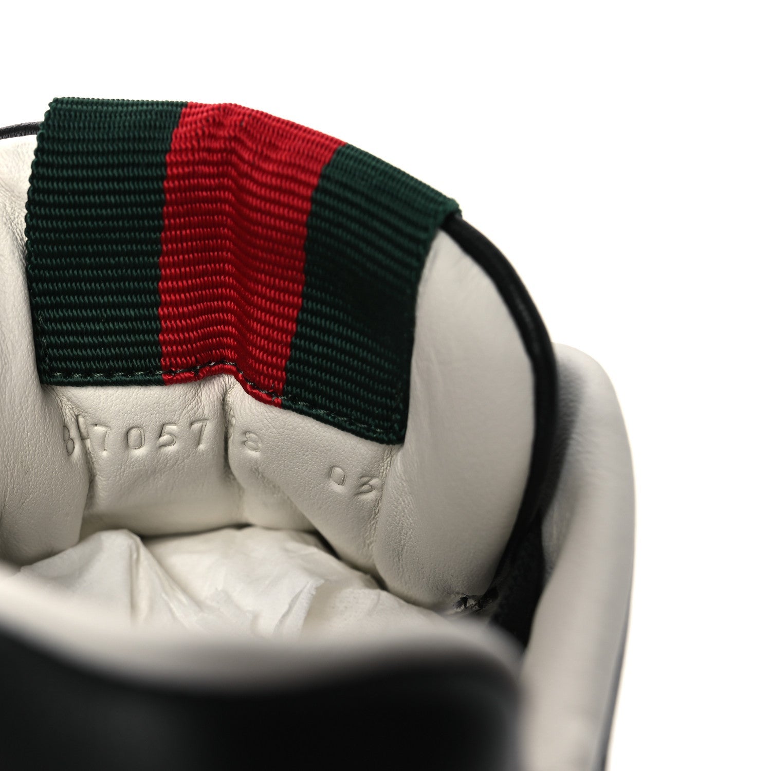 Gucci Calfskin Suede GG Monogram Re-Web Womens Sneakers 38 White Black