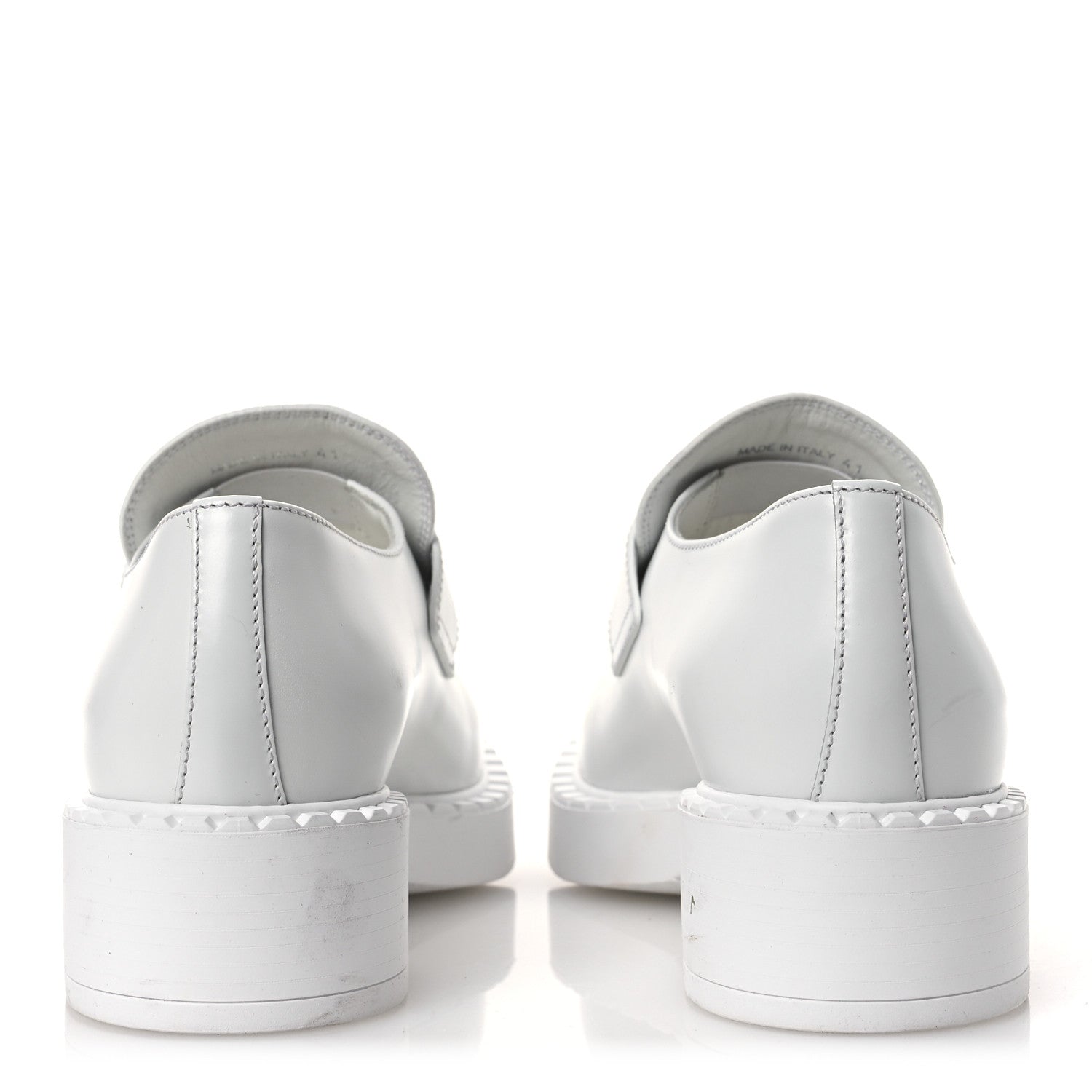 Prada Spazzolato Triangle 50mm Loafers 41 White