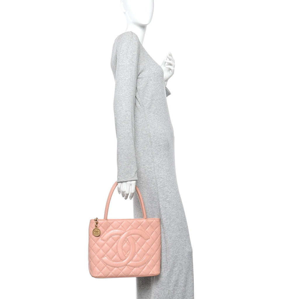Chanel Caviar Quilted Medallion Tote Light Pink