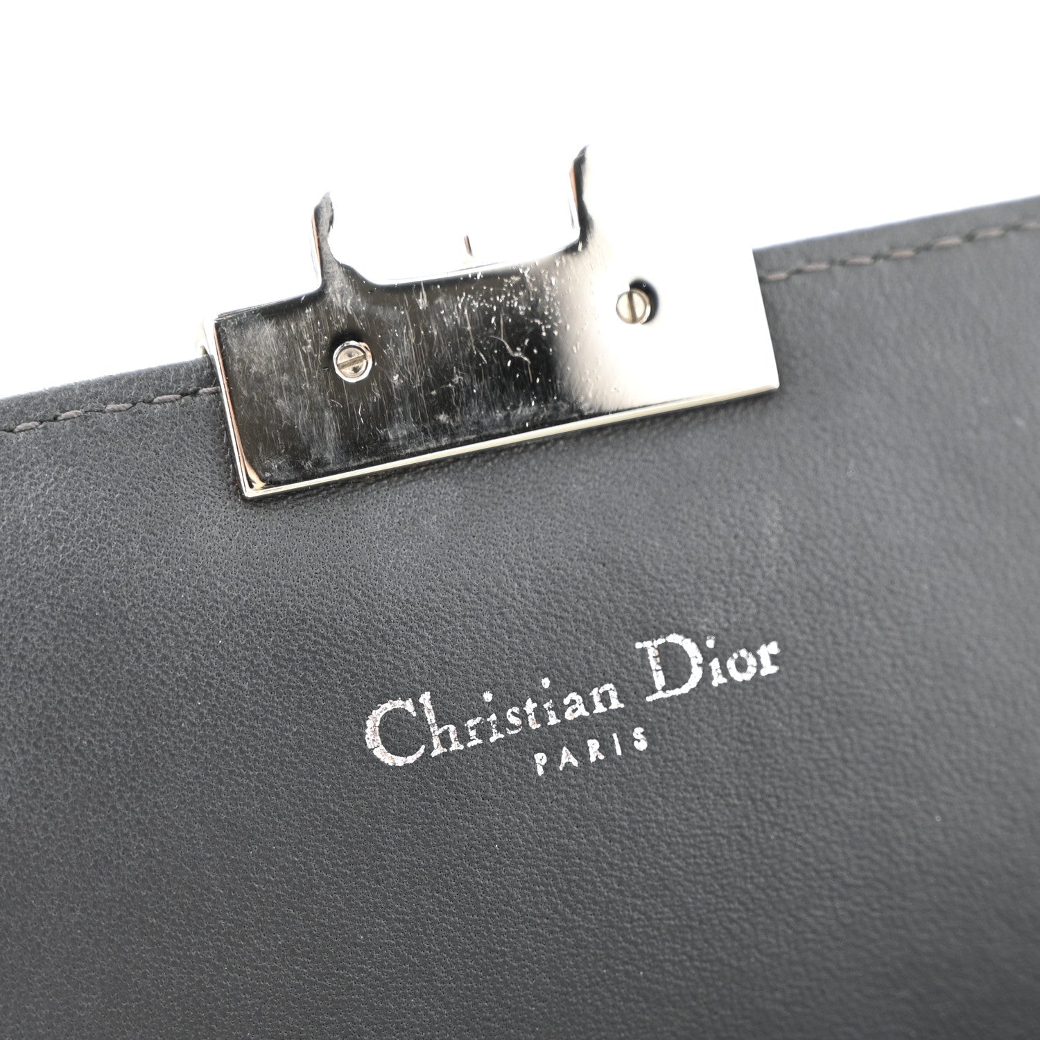 Christian Dior Metallic Lizard Miss Dior Promenade Pouch Gunmetal