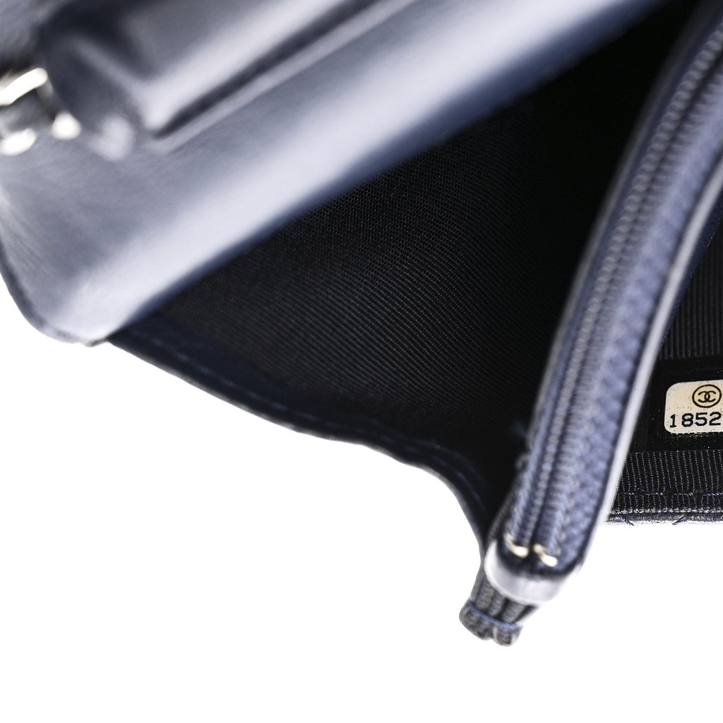 Chanel Lambskin Quilted Wallet On Chain WOC Navy Blue