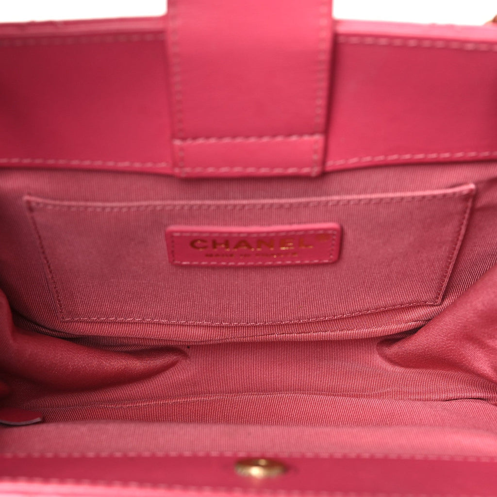 Chanel Calfskin Quilted Small CC Chain Accordion Tote Pink