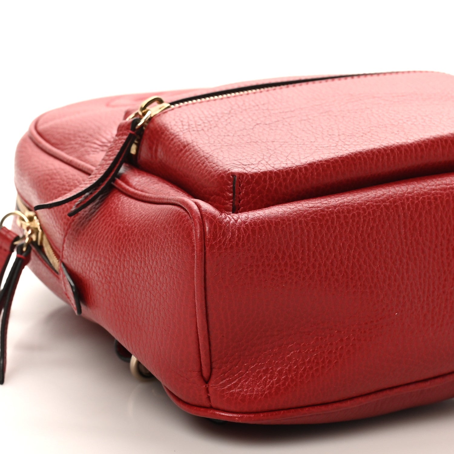 Gucci Pebbled Calfskin Soho Chain Backpack Hibiscus Red