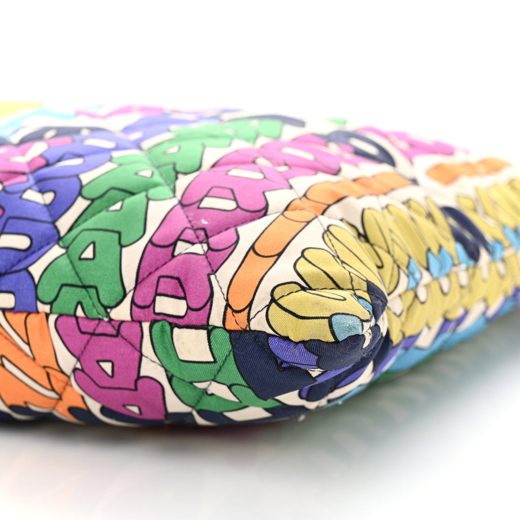 Chanel Printed Fabric Quilted Logo Large Shopping Tote Multicolor