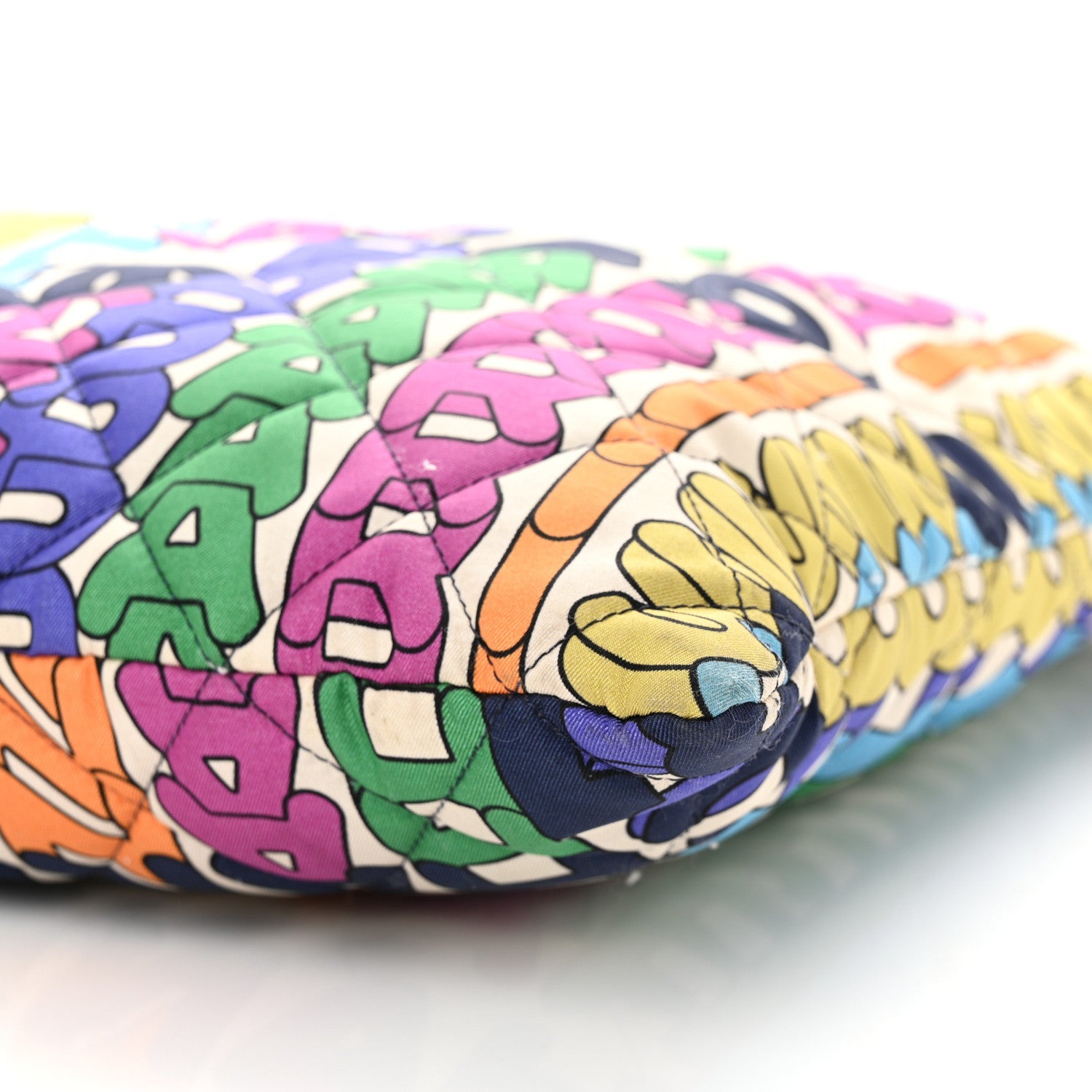 Chanel Printed Fabric Quilted Logo Large Shopping Tote Multicolor