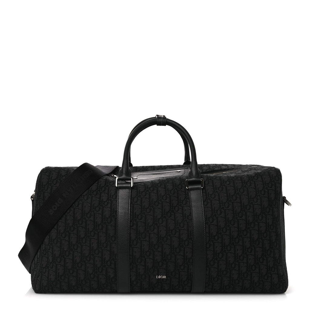 Christian Dior Oblique Jacquard Grained Calfskin Lingot 50 Black